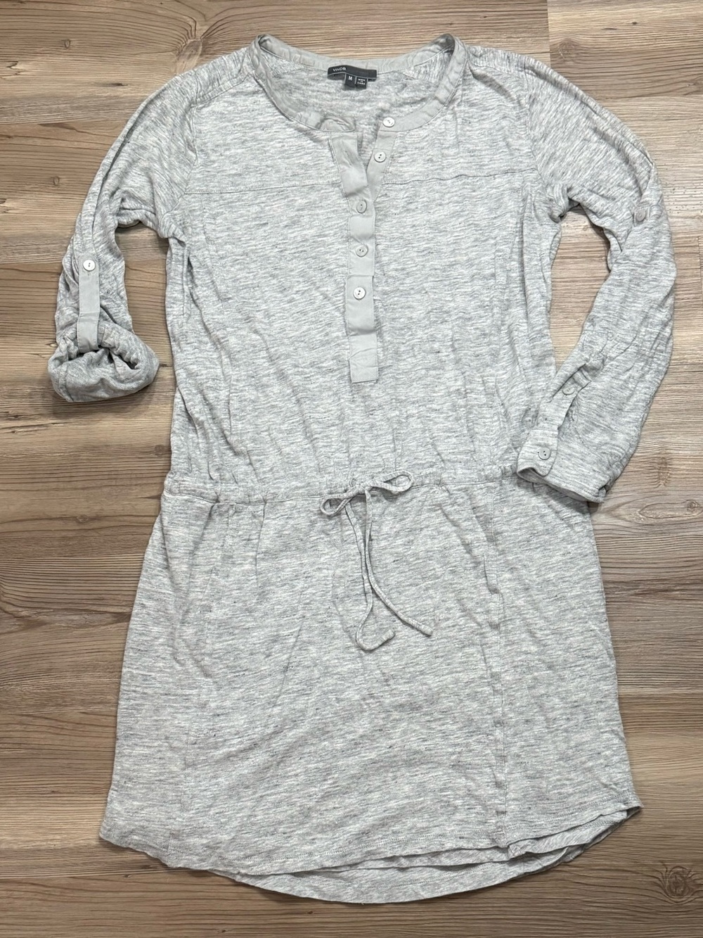 Vince Gray Henley Drawstring T-shirt Dress